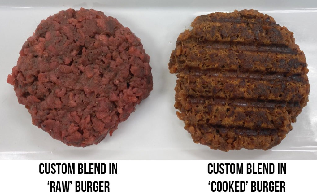 custom blend in raw and cooked burger